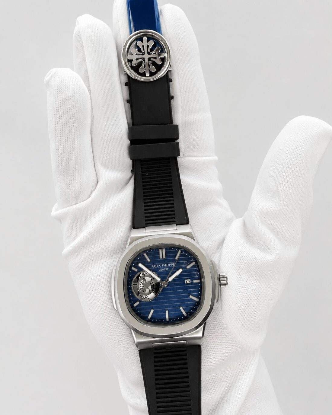 Мъжки Patek Philippe Nautilus Blue Dial Black Rubber #196