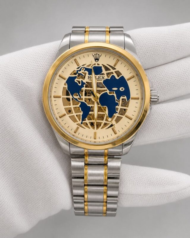 Мъжки Rolex Skeleton World Map Two-Tone Gold #178
