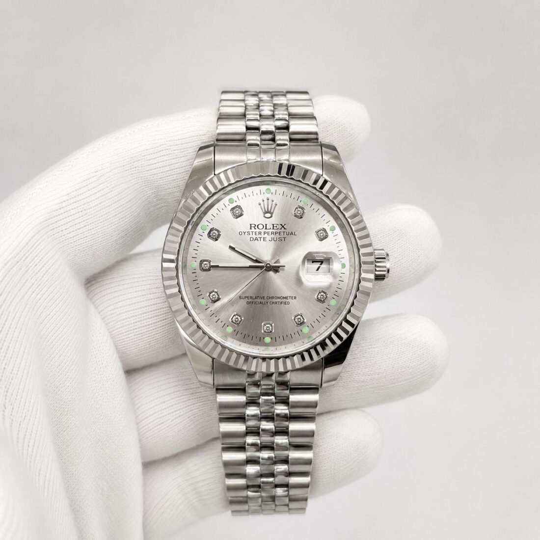Мъжки Rolex Datejust Silver Diamond Dial Steel #319