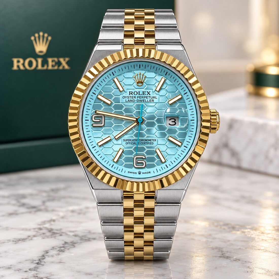 Rolex Land-Dweller Two-Tone Tiffany Honeycomb Dial