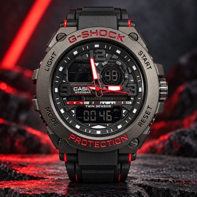 Мъжки Casio G-Shock G-Steel Twin Sensor Gunmetal / Red #417