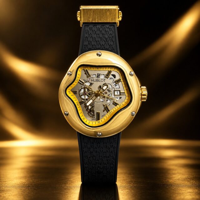 Мъжки Hublot Arsham Splash Skeleton Gold / Black Strap