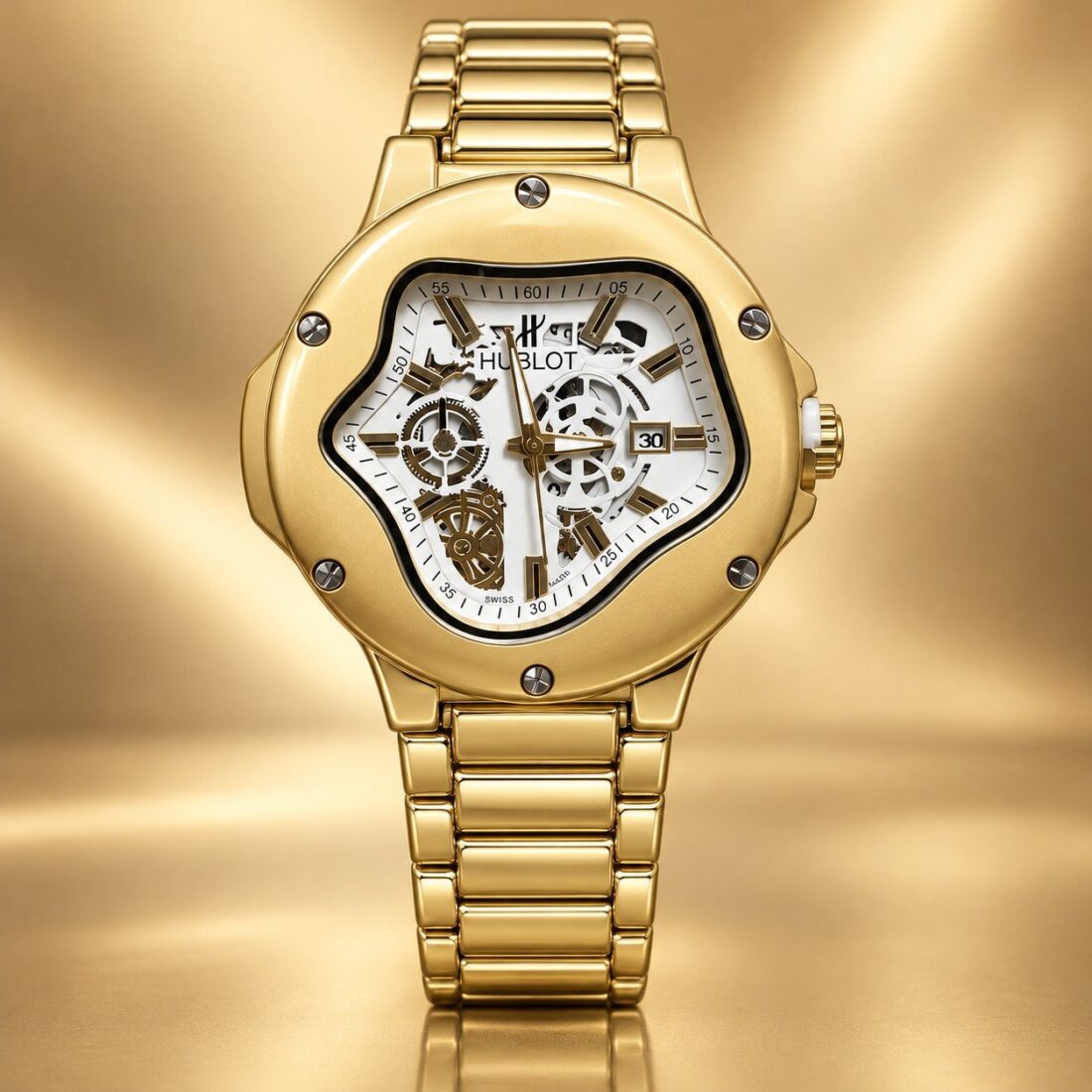 Hublot Arsham Splash Skeleton Gold / White Dial Bracelet