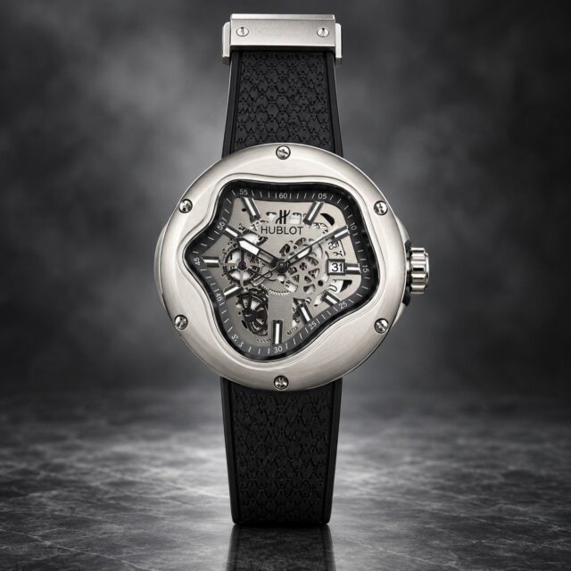 Мъжки Hublot Arsham Splash Skeleton Steel / Black Strap