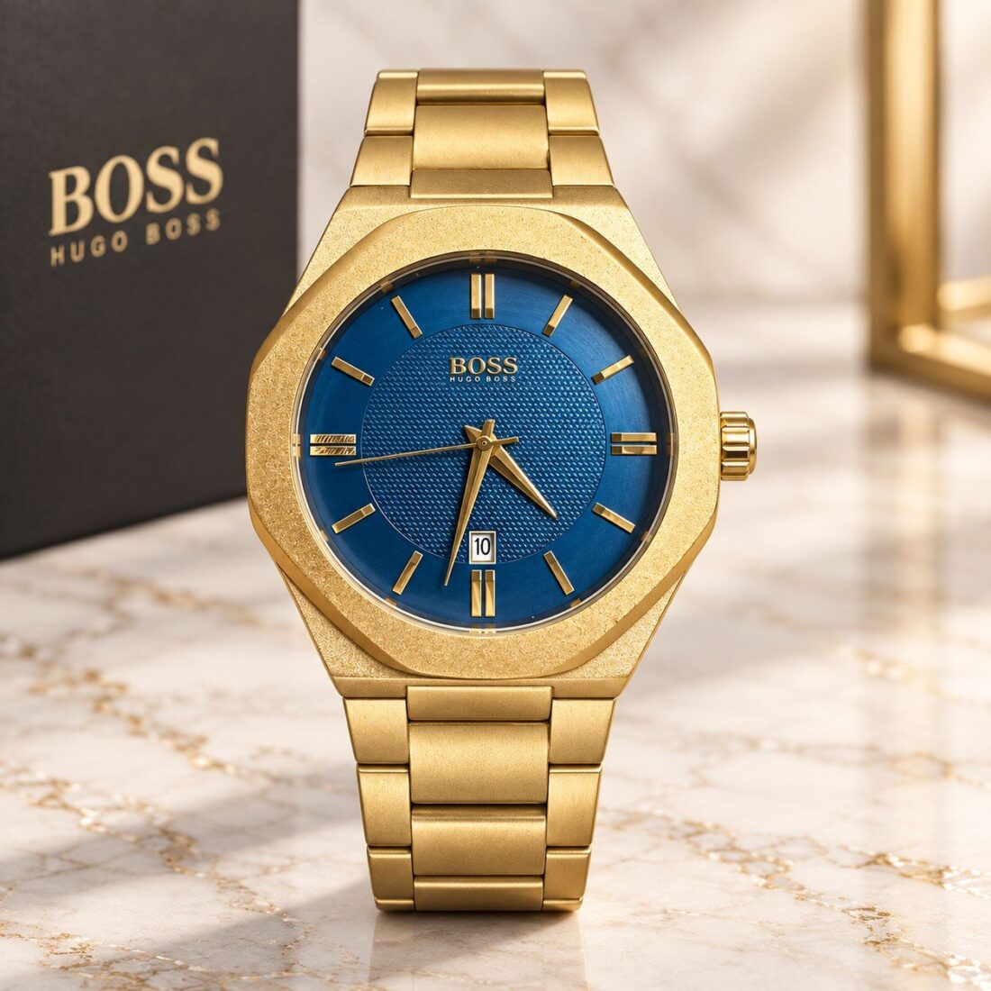 Hugo Boss Octagon Gold / Blue Dial