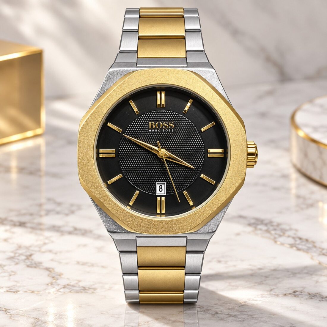Hugo Boss Octagon Two-Tone / Black Dial