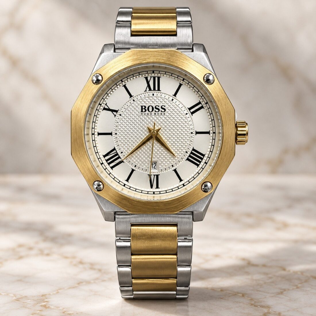 Hugo Boss Octagon Roman Two-Tone / White Dial