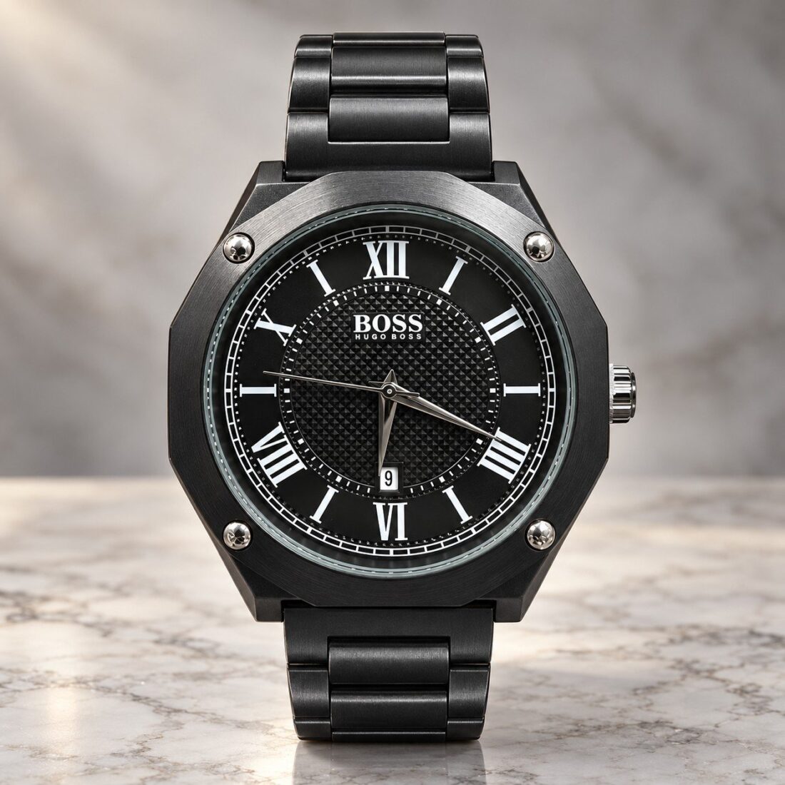 Hugo Boss Octagon Roman Black / Black Dial