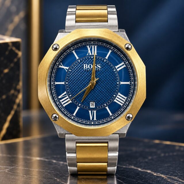 Мъжки Hugo Boss Octagon Roman Two-Tone / Blue Dial #386