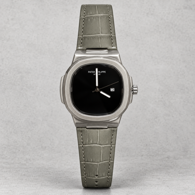Мъжки Patek Philippe Nautilus Black Dial Grey Leather #342