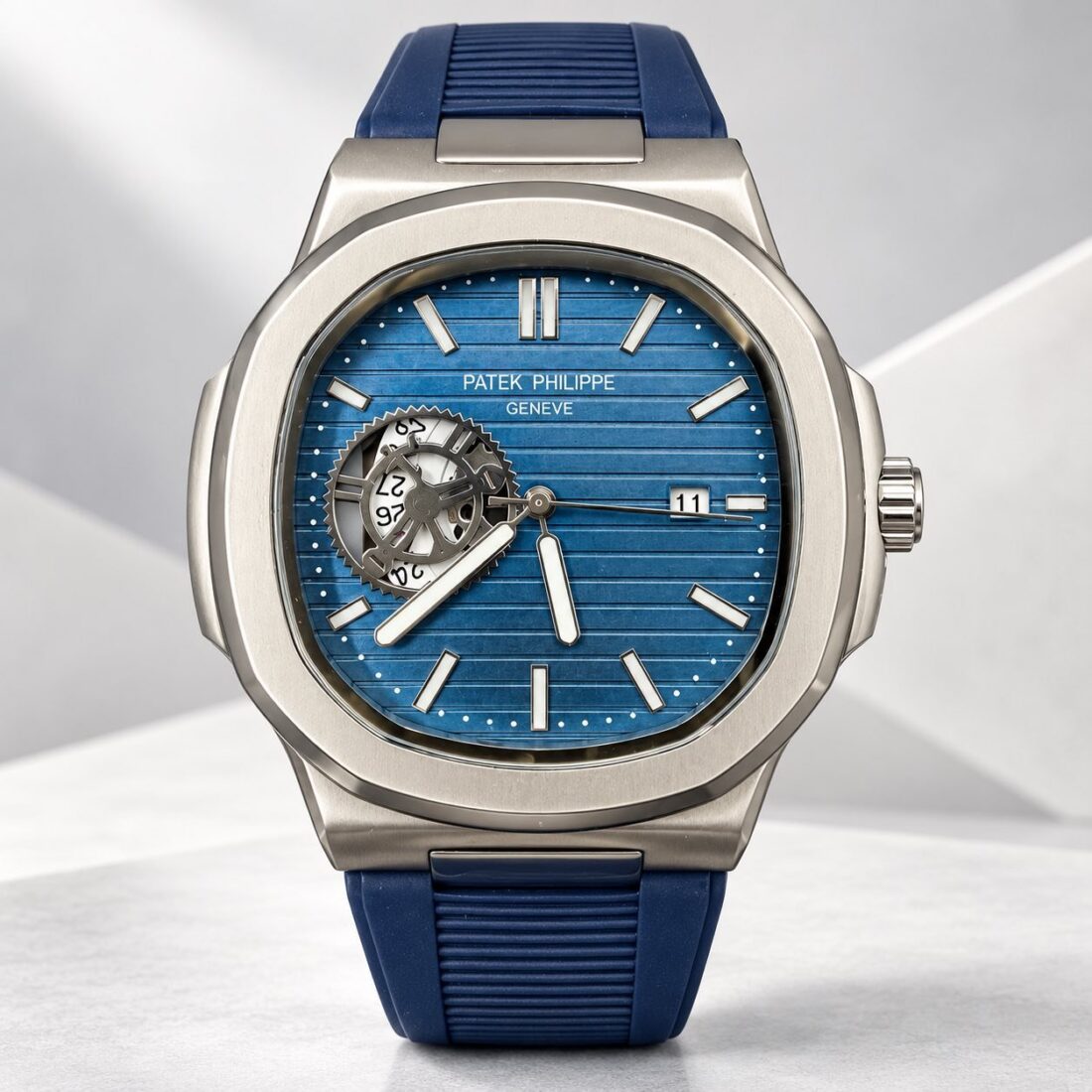 Patek Philippe Nautilus Open Heart Blue Dial / Blue Rubber