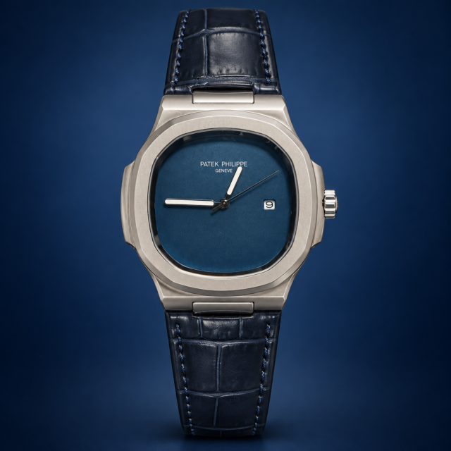 Мъжки Patek Philippe Nautilus Navy Blue Dial Leather #343