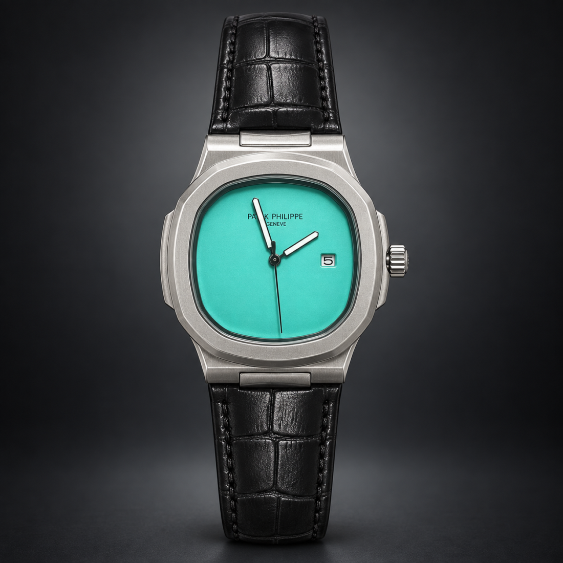 Patek Philippe Nautilus Tiffany Blue Dial Black Leather
