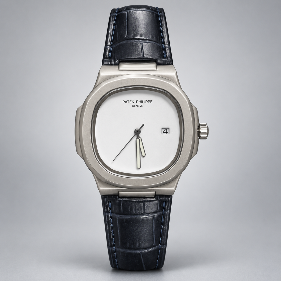 Patek Philippe Nautilus White Dial Blue Leather