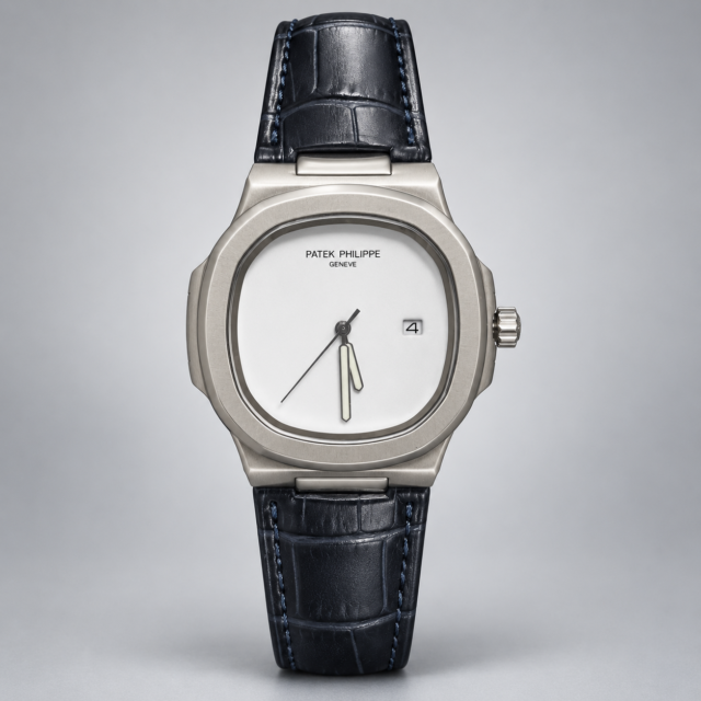 Мъжки Patek Philippe Nautilus White Dial Blue Leather #352
