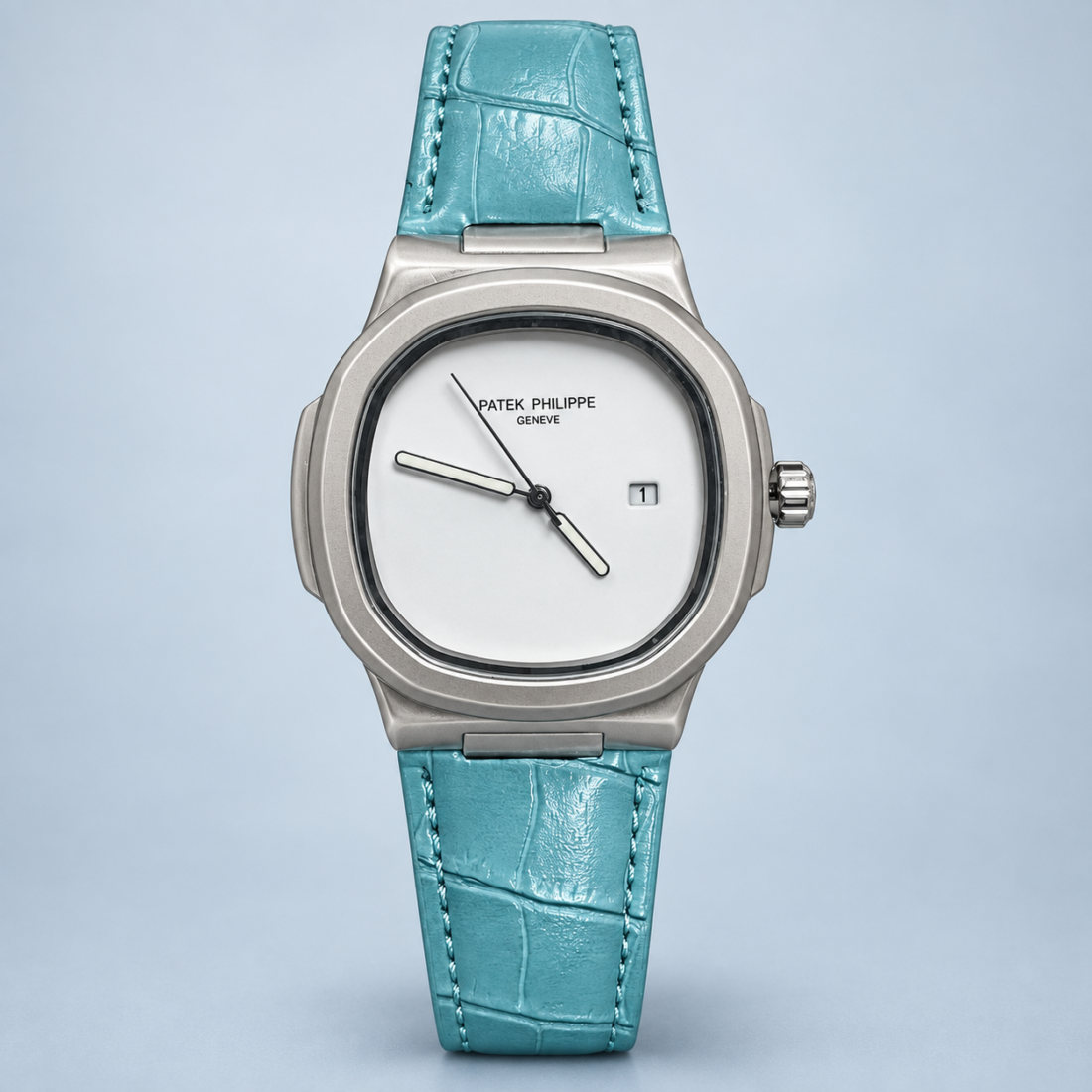 Patek Philippe Nautilus White Dial Tiffany Leather