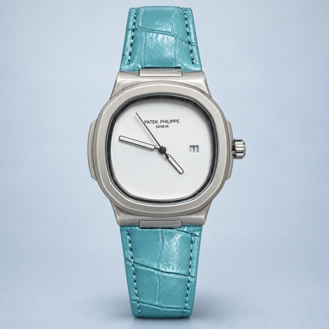 Мъжки Patek Philippe Nautilus White Dial Tiffany Leather #350