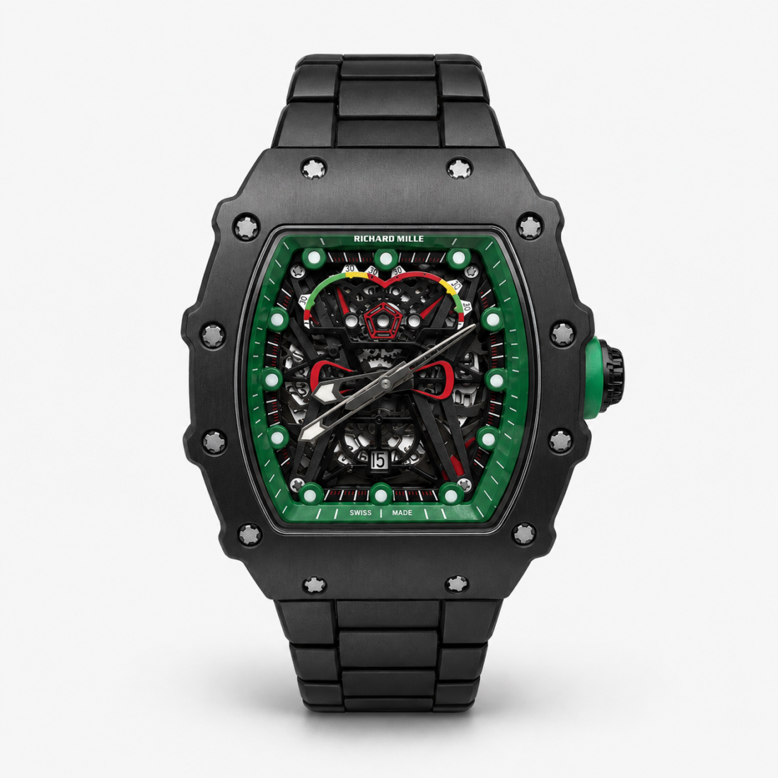Richard Mille Skeleton Green Bezel Black Ceramic