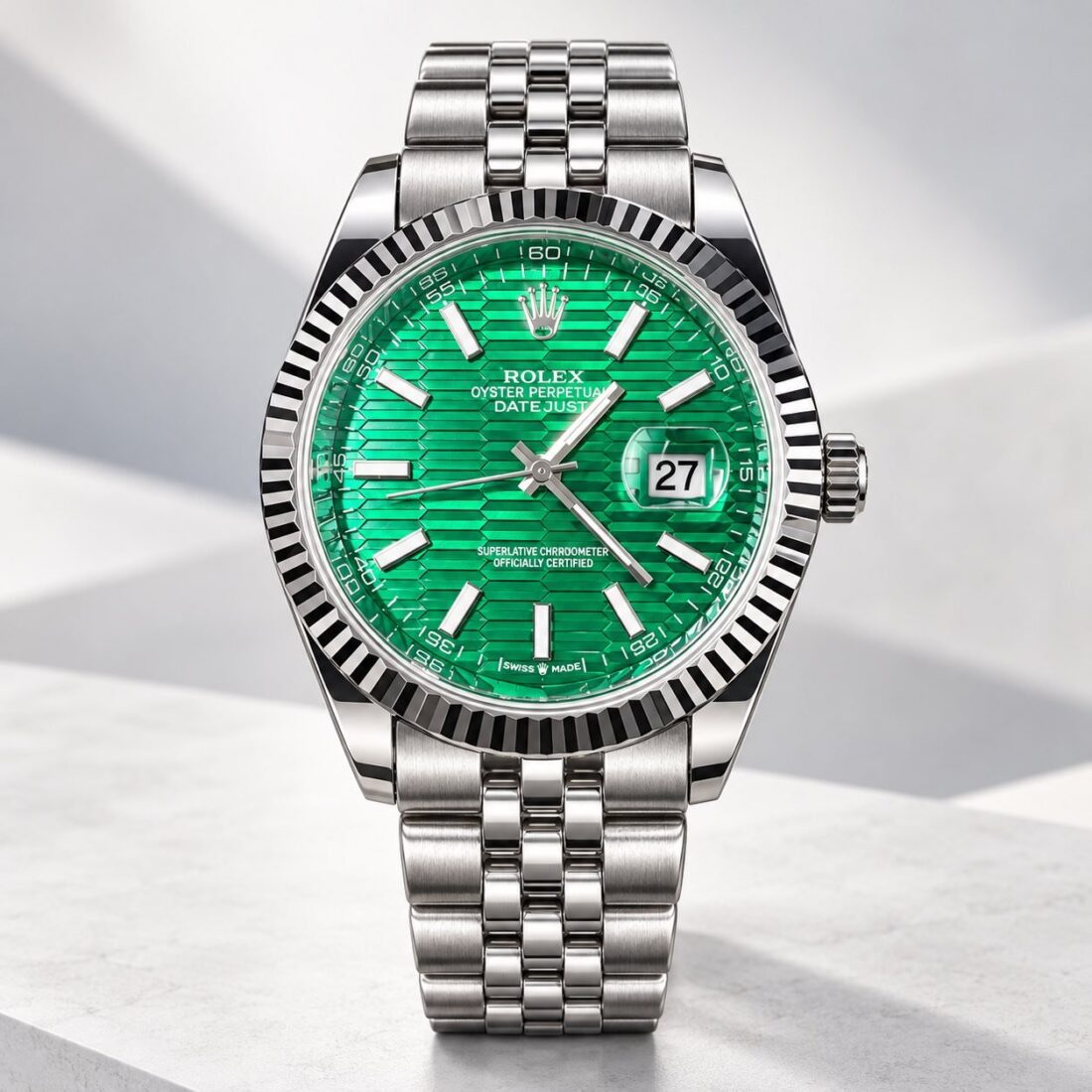 Rolex Datejust Green Motif Dial Jubilee Steel