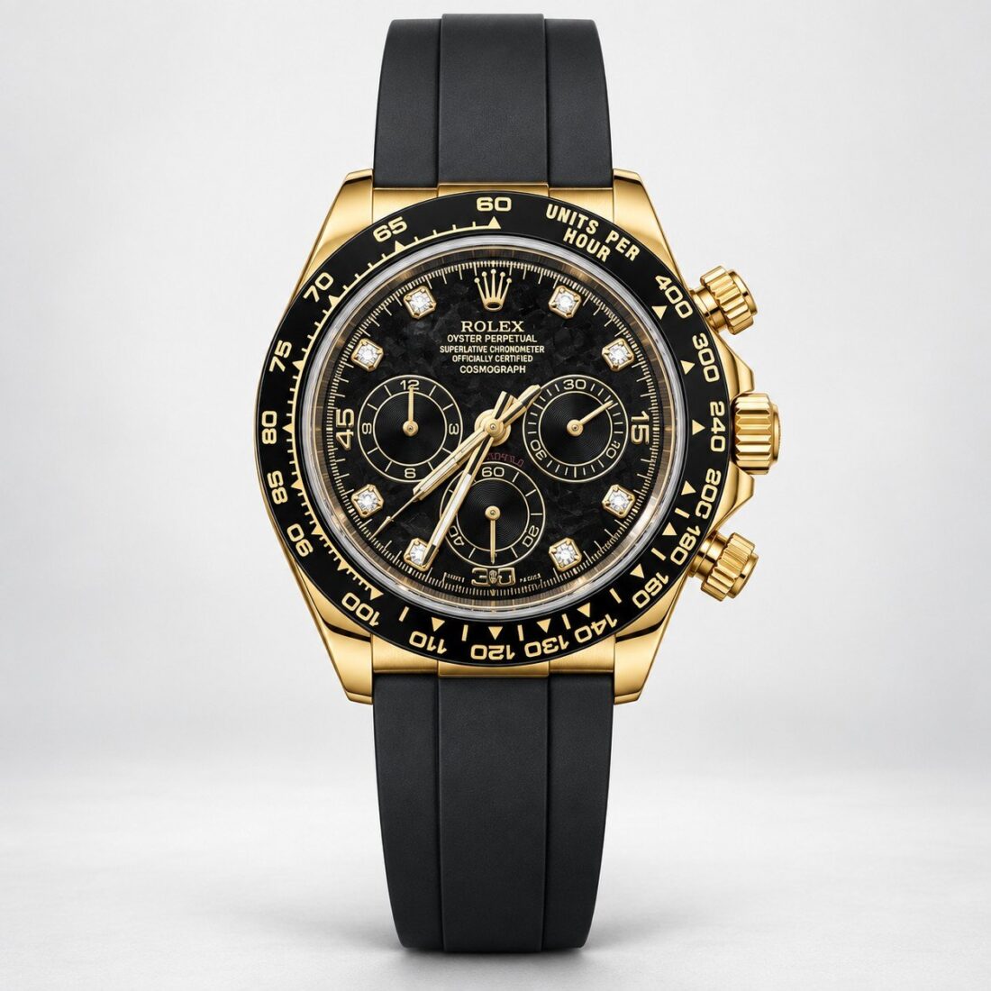 Rolex Daytona Gold / Black Dial Rubber Strap