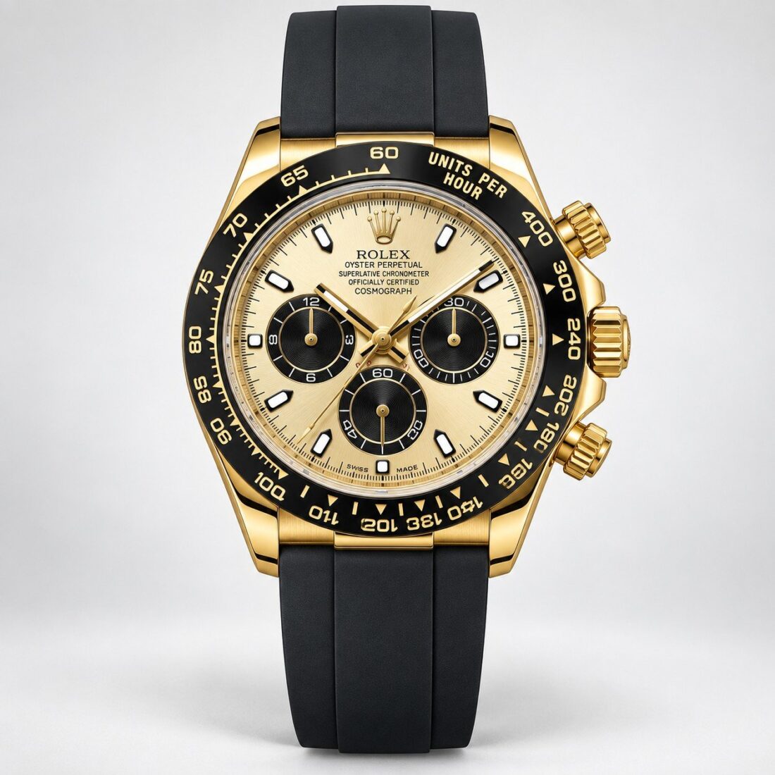Rolex Daytona Gold / Champagne Dial Rubber Strap