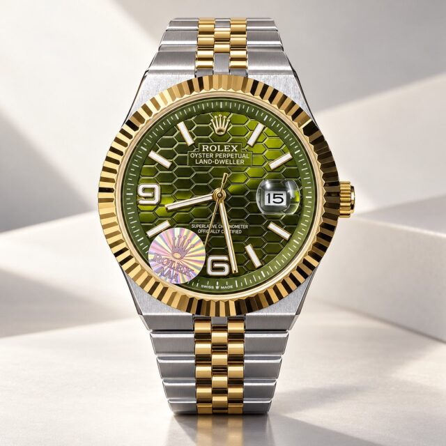 Мъжки Rolex Land-Dweller Two-Tone Green Honeycomb Dial