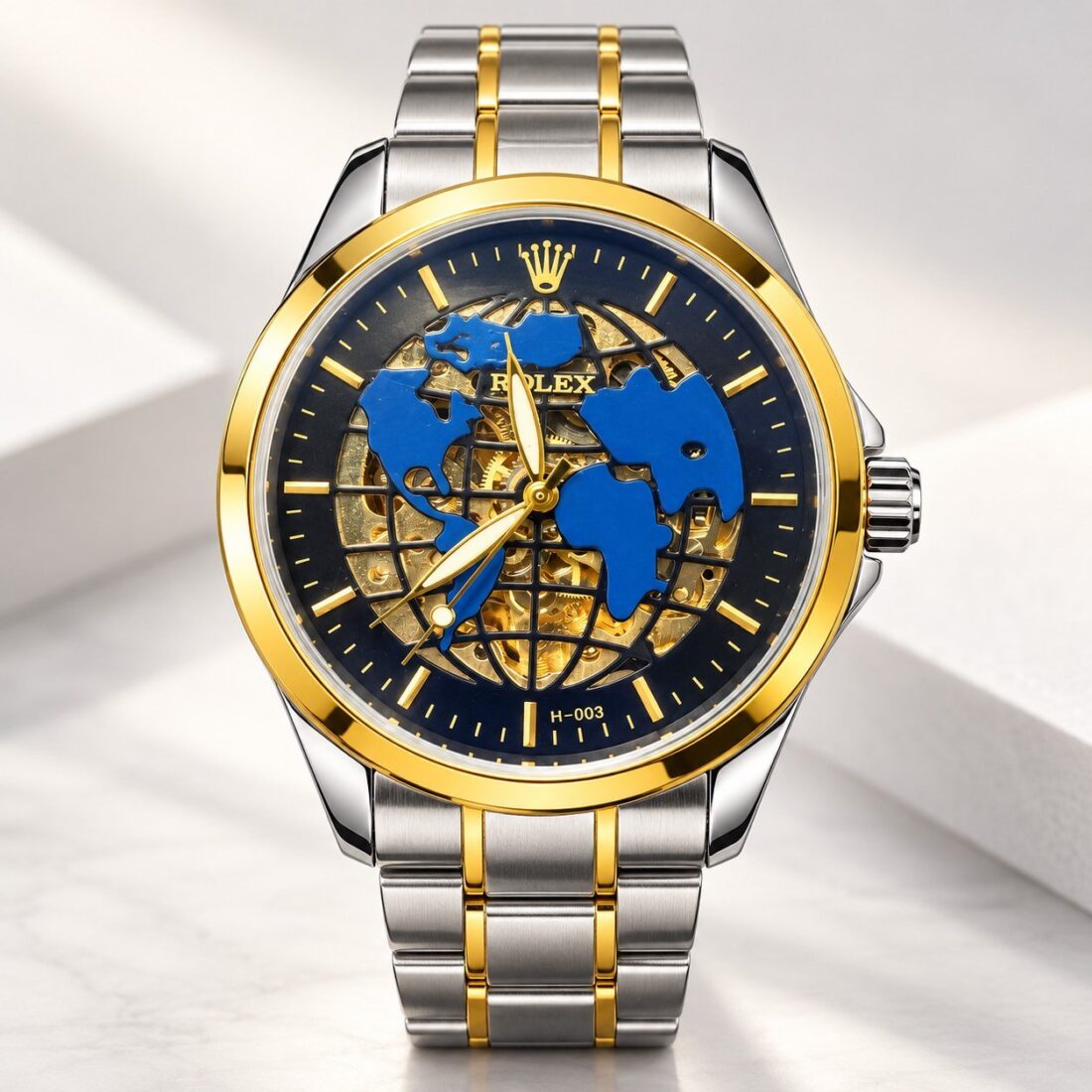 Мъжки Rolex Skeleton World Map Two-Tone / Navy Dial