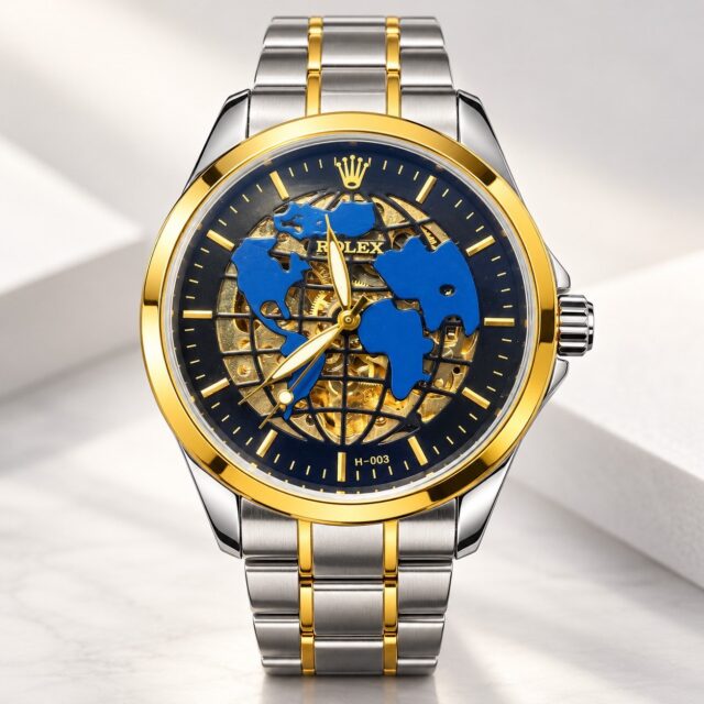Мъжки Rolex Skeleton World Map Two-Tone / Navy Dial