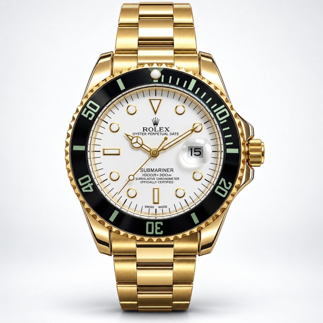 Rolex Submariner Gold / White Dial Black Bezel