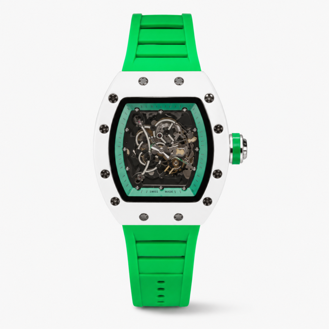 Richard Mille Skeleton White Ceramic / Green