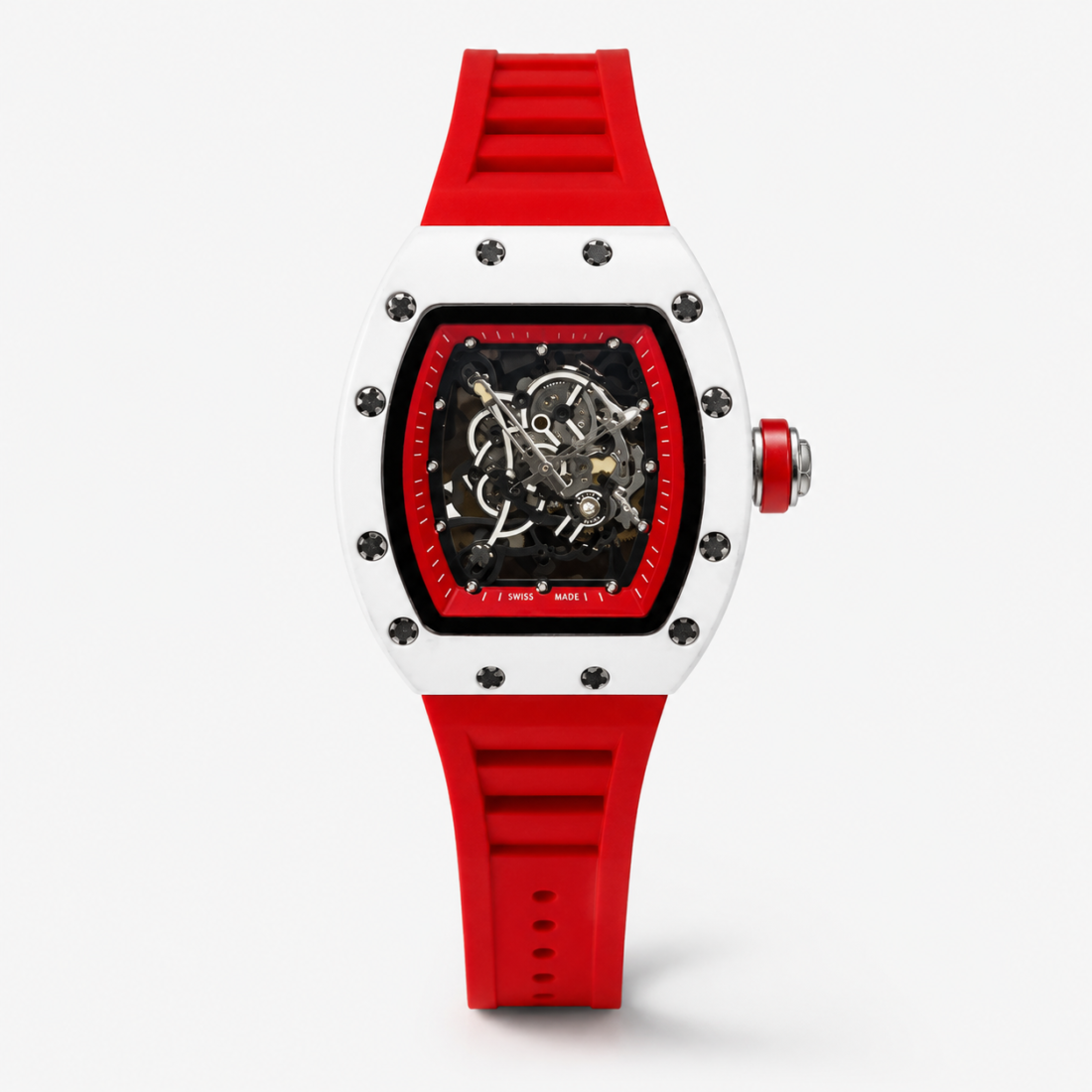 Richard Mille Skeleton White Ceramic / Red
