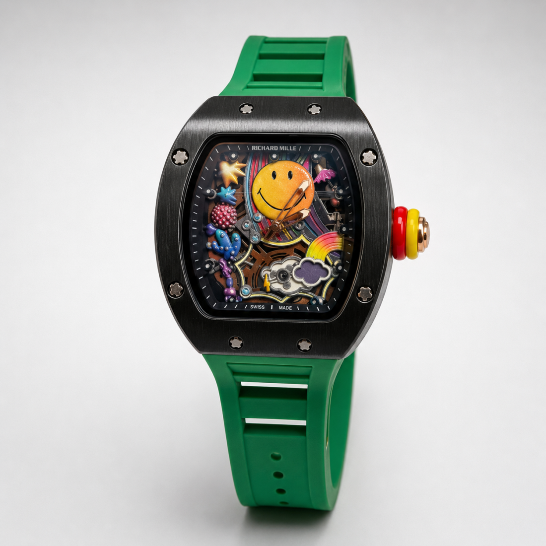 Richard Mille Smiley Black Ceramic / Green Rubber
