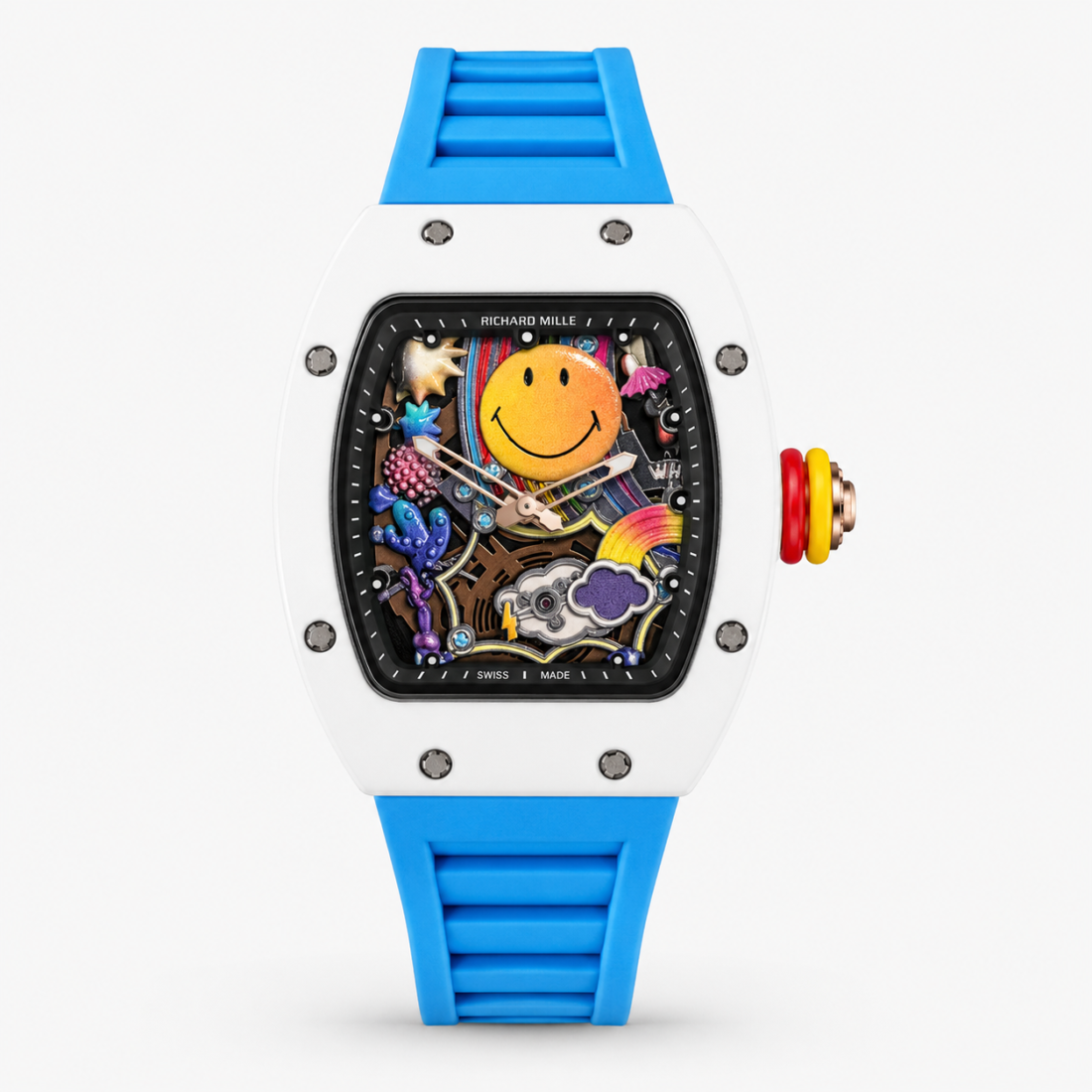 Richard Mille Smiley White Ceramic / Blue Rubber
